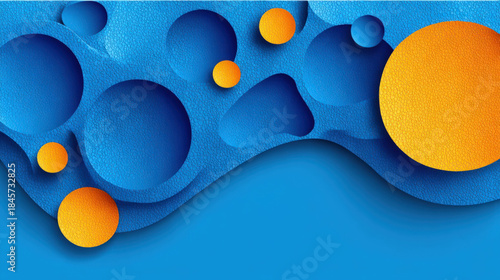Blue abstract background vector with fluid shapes