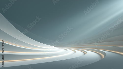 Abstract Architectural Flow: a graceful dance of light and form, with smooth curves that guide the eye through an ethereal space. Evoking a sense of futuristic calm and sophistication.