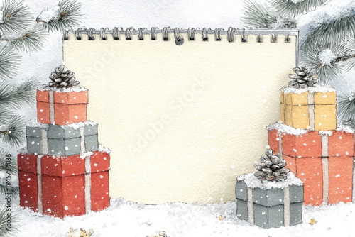 Christmas watercolor painti...