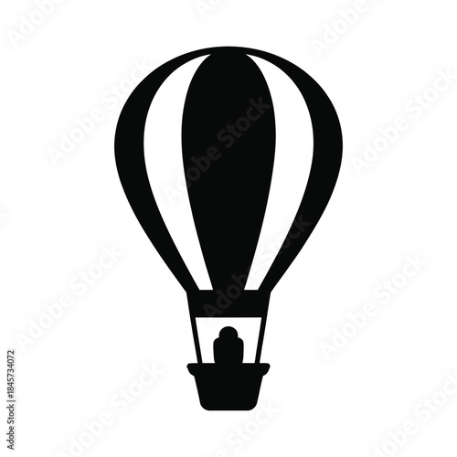 Black and white silhouette icon of a hot air balloon