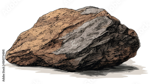Brown Gray Rock with Vector Outline for Design Projects