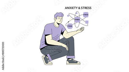 Illustration depicting anxiety and stress in a creative and simple visual style