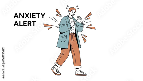 Illustration depicting anxiety alert or panic attack or mental health awareness concept or feeling