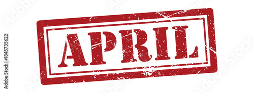 April Grunge Rubber Stamp Illustration in Red Ink Style for Calendar Planning Monthly Schedule Promotion Vintage Office Mark Design Isolated on transparent Background for Print Web Branding