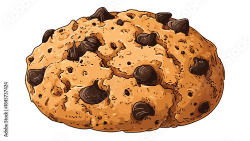Delicious Cookie Dough with Choco Chips Vector Illustration