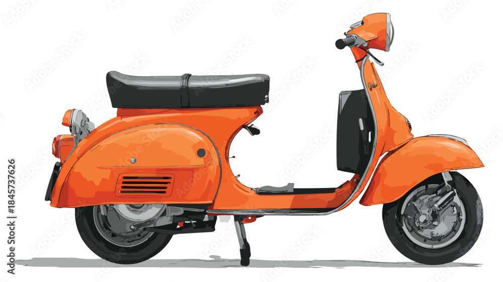 Obraz premium Orange and Black Scooter on White Background - Professional Image for Designs