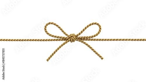 Close-up of a Simple Rope Tied into a Bow on a White Background - A Versatile Decorative Element