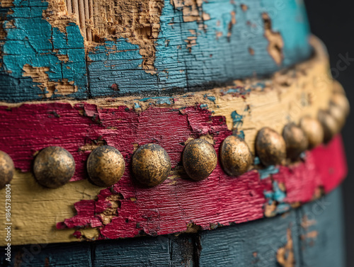 Old wooden barrel with peel...