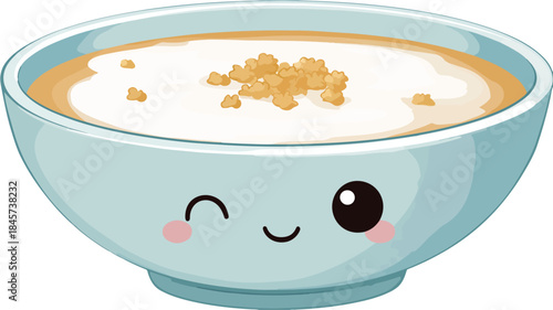 Playful Cereal Bowl with Milk, Charming Vector Design for Ad Promotion