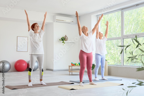 Mature women training at gym