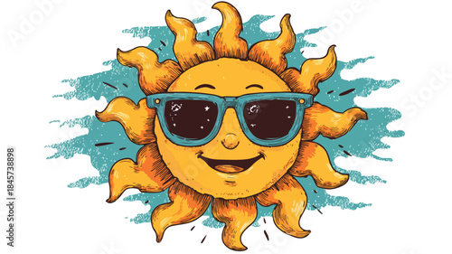 Playful Cartoon Sun with Sunglasses Vector Illustration