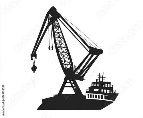 crane silhouette , black an...