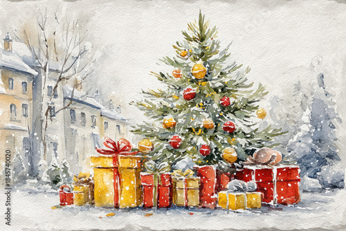 simple Christmas watercolor...