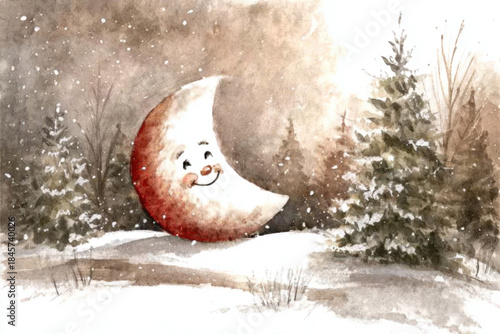 simple watercolor of a moon...