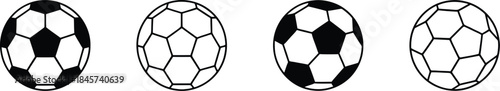 football or soccer ball icon set in different styles, Soccer ball icon, football icons, Vector illustration !