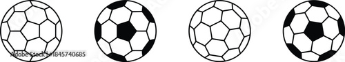 football or soccer ball icon set in different styles, Soccer ball icon, football icons, Vector illustration !