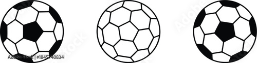 football or soccer ball icon set in different styles, Soccer ball icon, football icons, Vector illustration !