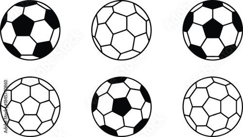 football or soccer ball icon set in different styles, Soccer ball icon, football icons, Vector illustration !