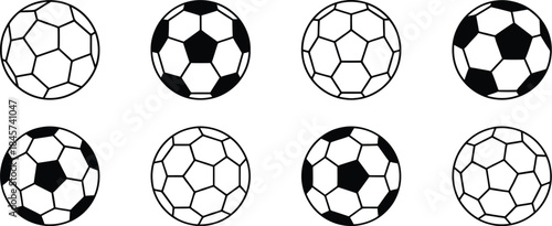 football or soccer ball icon set in different styles, Soccer ball icon, football icons, Vector illustration !