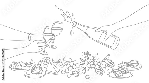 Celebrating with Champagne and Seafood Platter