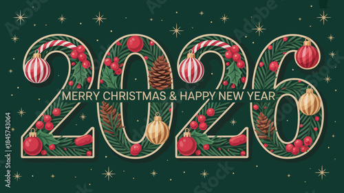 2020 Merry Christmas and Happy New Year Greeting Card