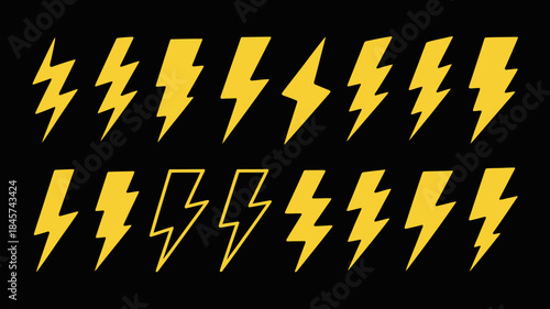 Vibrant Yellow Lightning Bolts on Black Background