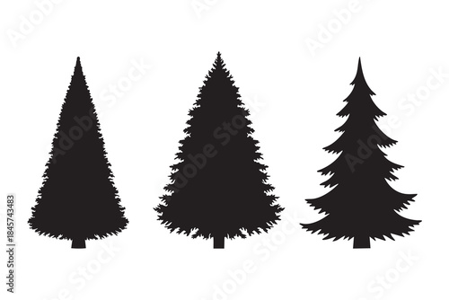 Christmas trees Vector set Isolated on a White background.