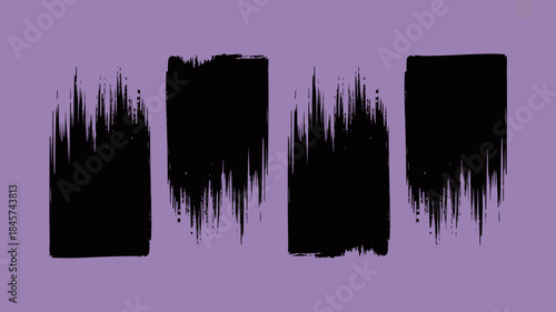 Abstract Black and Purple Digital Art with Four Vertical Shapes