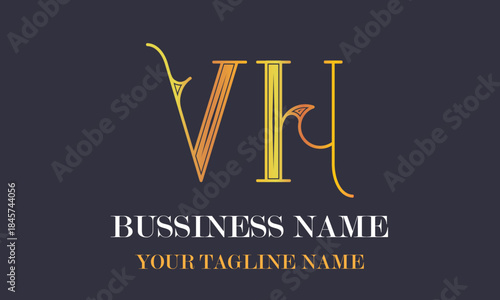 VH V Vh initial logo | initial based abstract modern minimal creative logo, vector template image. luxury logotype logo, real estate homie logo. typography logo. initials logo