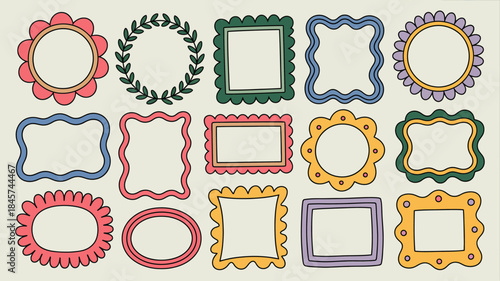 Colorful Hand-Drawn Picture Frame Clipart Set