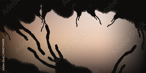 Abstract dark flowing liquid shapes with organic texture and irregular edges.