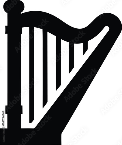 festival harp sheet line art vector illustration on transparent background