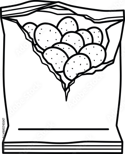 Potato chips pouch outline icons
