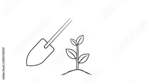 Vector silhouette illustration of a green plant leaf and flower symbol in a vase for growth and ecology design
