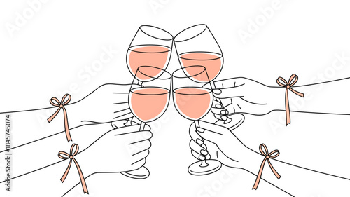 Celebrating with Clinking Wine Glasses Illustration