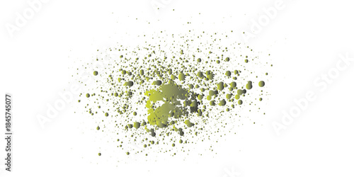 Vibrant green matcha tea powder scattered fine granular texture rich earthy tones.