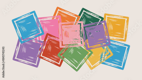 Vibrant Colorful Squares in Playful Illustration Style