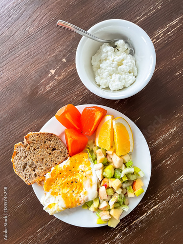 Fried egg breakfast plate