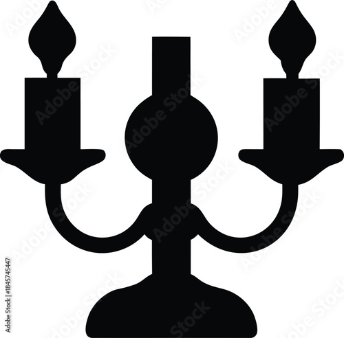 green candle holder line art vector illustration on transparent background