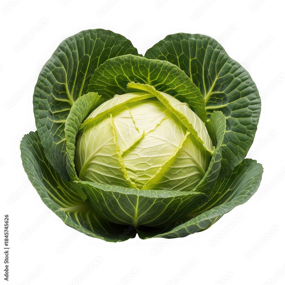 Fototapeta premium Fresh cabbage head isolated on transparent background