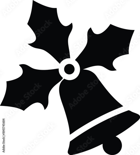 green jingle bell line art vector illustration on transparent background