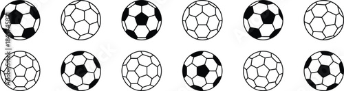 football or soccer ball icon set in different styles, Soccer ball icon, football icons, Vector illustration !