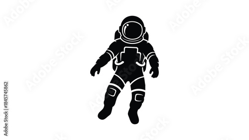 Astronaut in space suit floating weightlessly a dark shape silhouette