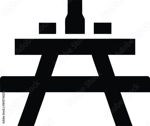 irish picnic table line art vector illustration on transparent background