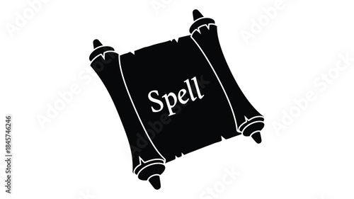A dark scroll with the word spell a striking image silhouette