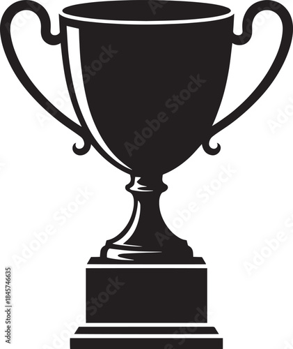 Trophy cup vector icon black silhouette symbol of victory success and championship award