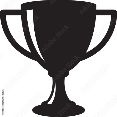 Award trophy silhouette vector, black solid shape on transparent background for celebration