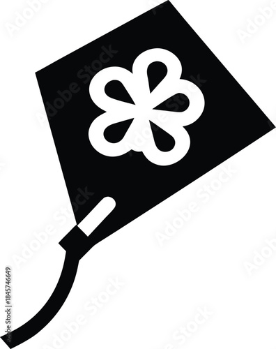 lucky clover kite line art vector illustration on transparent background