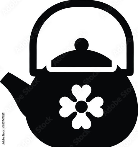 lucky clover teapot line art vector illustration on transparent background