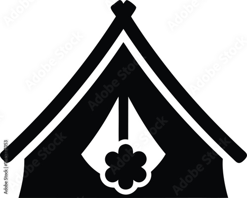 lucky clover tent line art vector illustration on transparent background